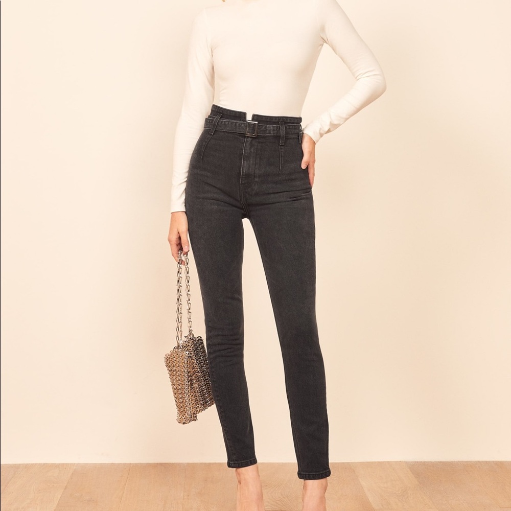 Reformation Kaya Black Jeans Skinny 24 NWT